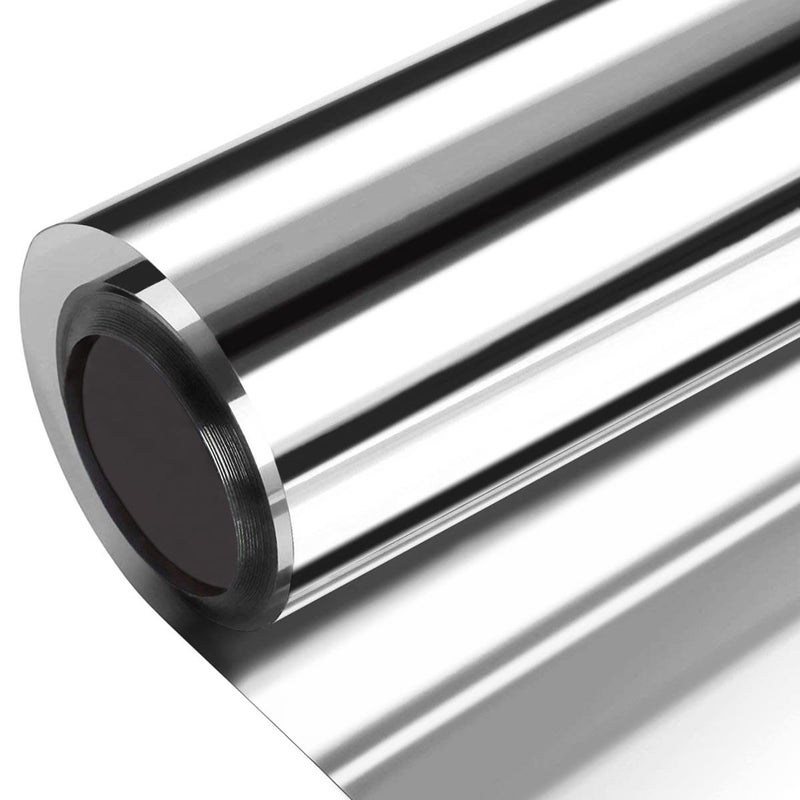 WochiTV One Way Window Film Privacy Tint Glass Cling Coverings UV Reflective Sun Blocking Heat Control Non-Adhesive Window Shades Film,Visible in One Side Mirror Tint for Home Office Silver 23.6 x 78.7 Inch - Image 1